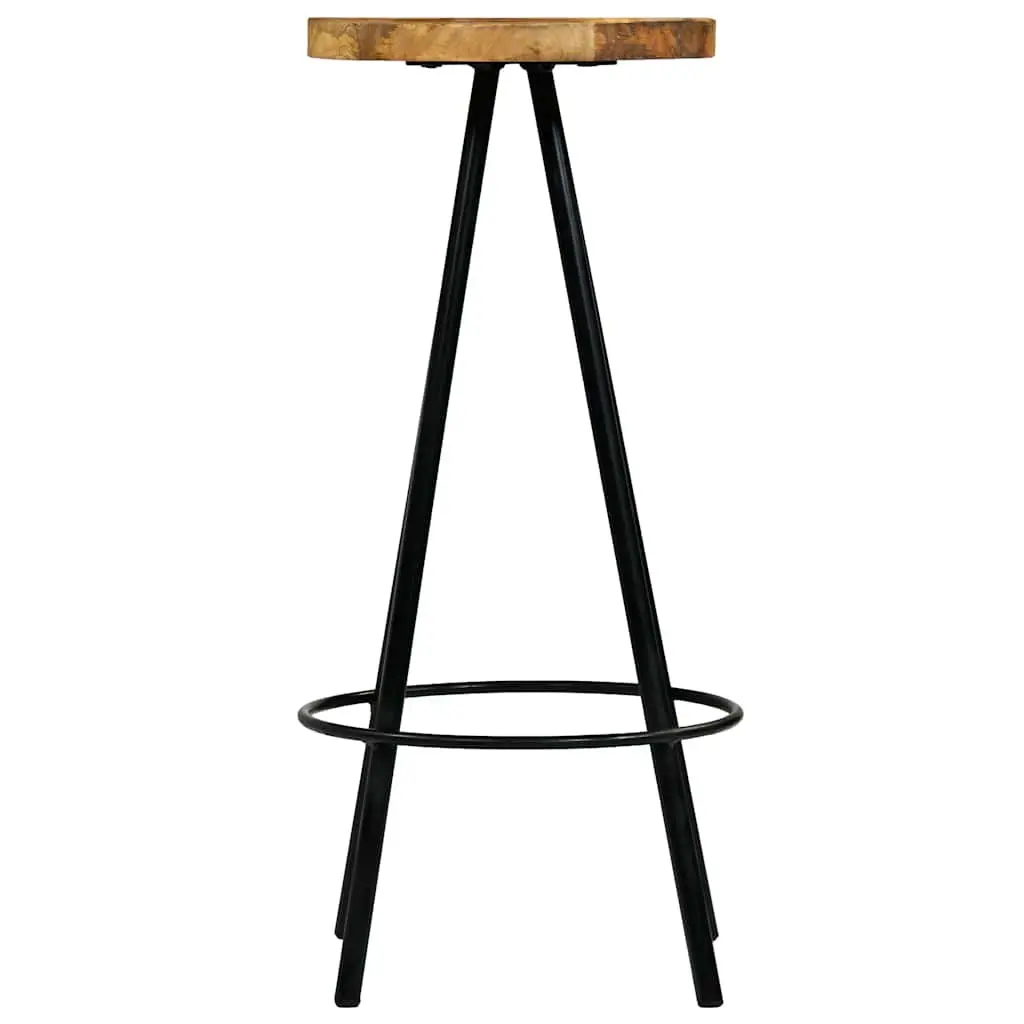 4 Piece Bar Stools Industrial Style Brown Steel Frame Solid Mango Wood Kitchen Dining Seating