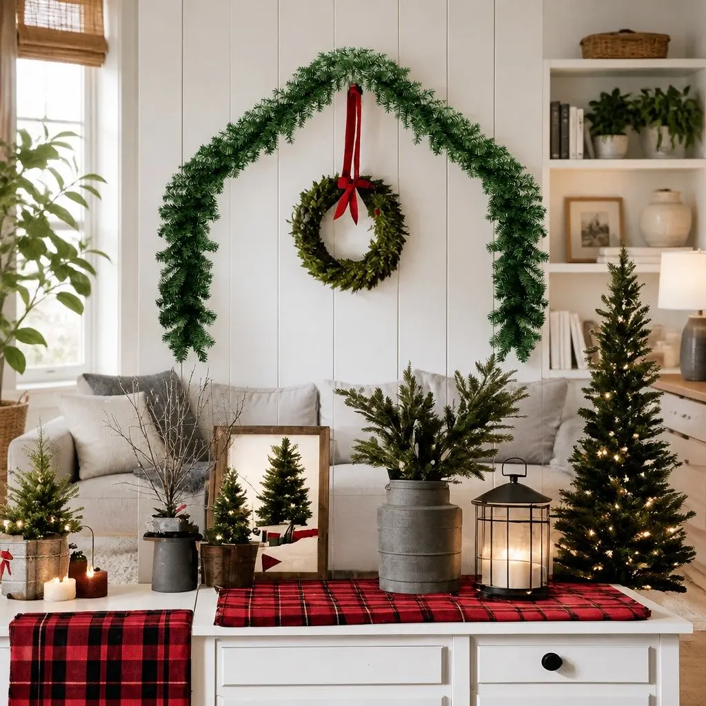 Christmas Garland Green PVC 5m Decoration Banister Fireplace Ceiling Windows