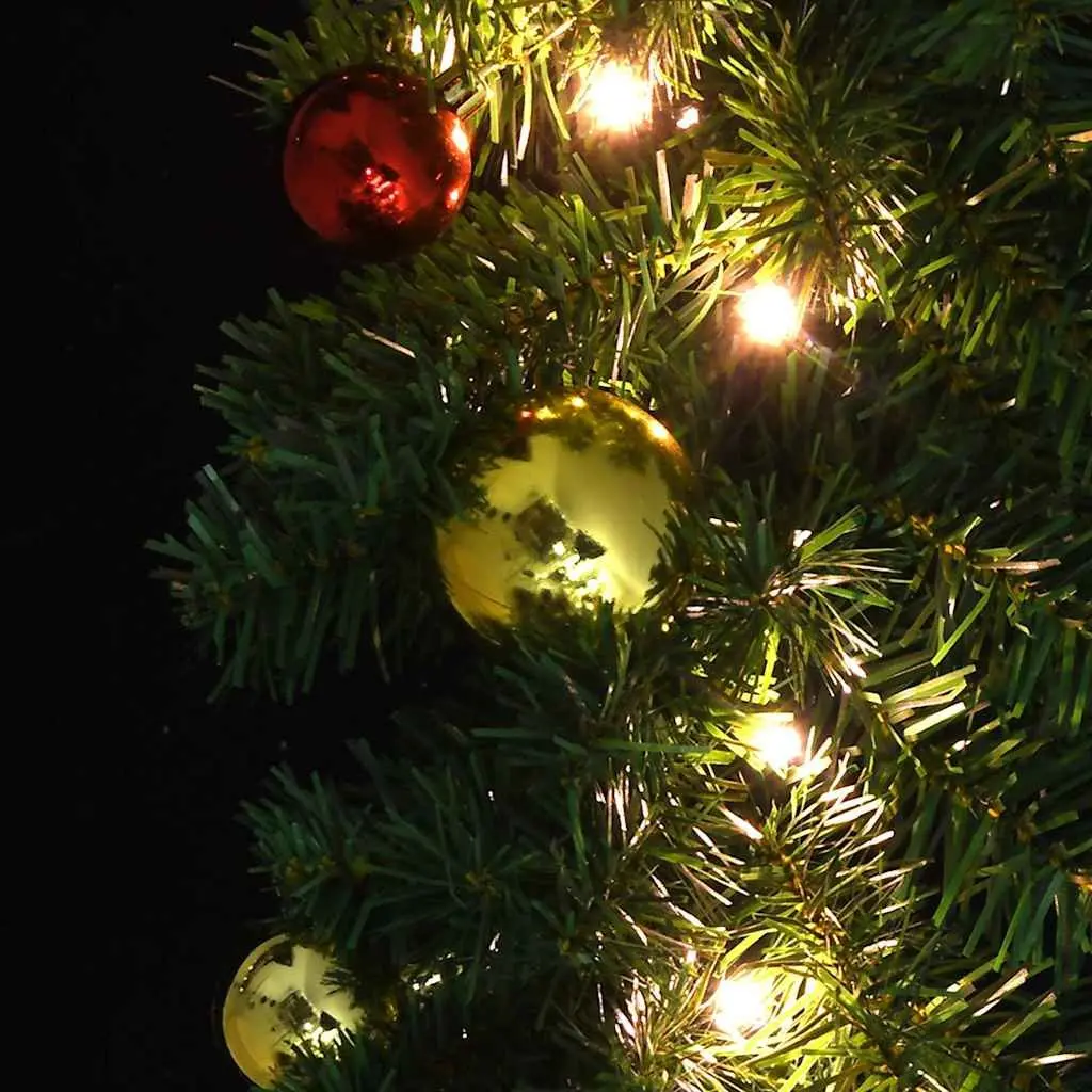 Green Christmas Garland 10m with LED Lights and Baubles for Holiday Indoor and Outdoor Decoration