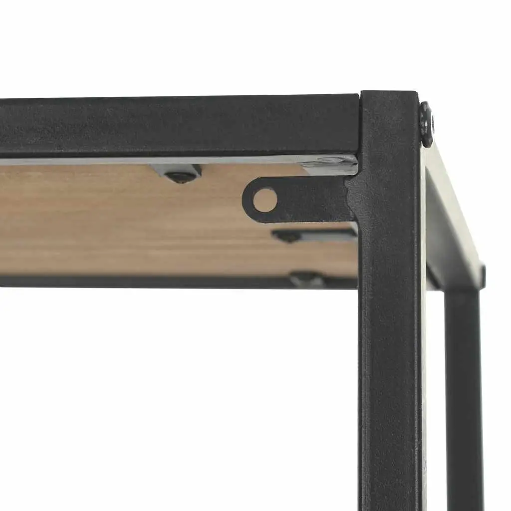 Bookcase Solid Firwood Steel Frame 90.5cm x 35cm x 180cm Black Industrial Storage Display