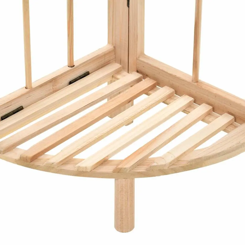 Corner Shelf Solid Cedar Wood Freestanding Storage Organizer 27 x 27 x 110 cm Beige