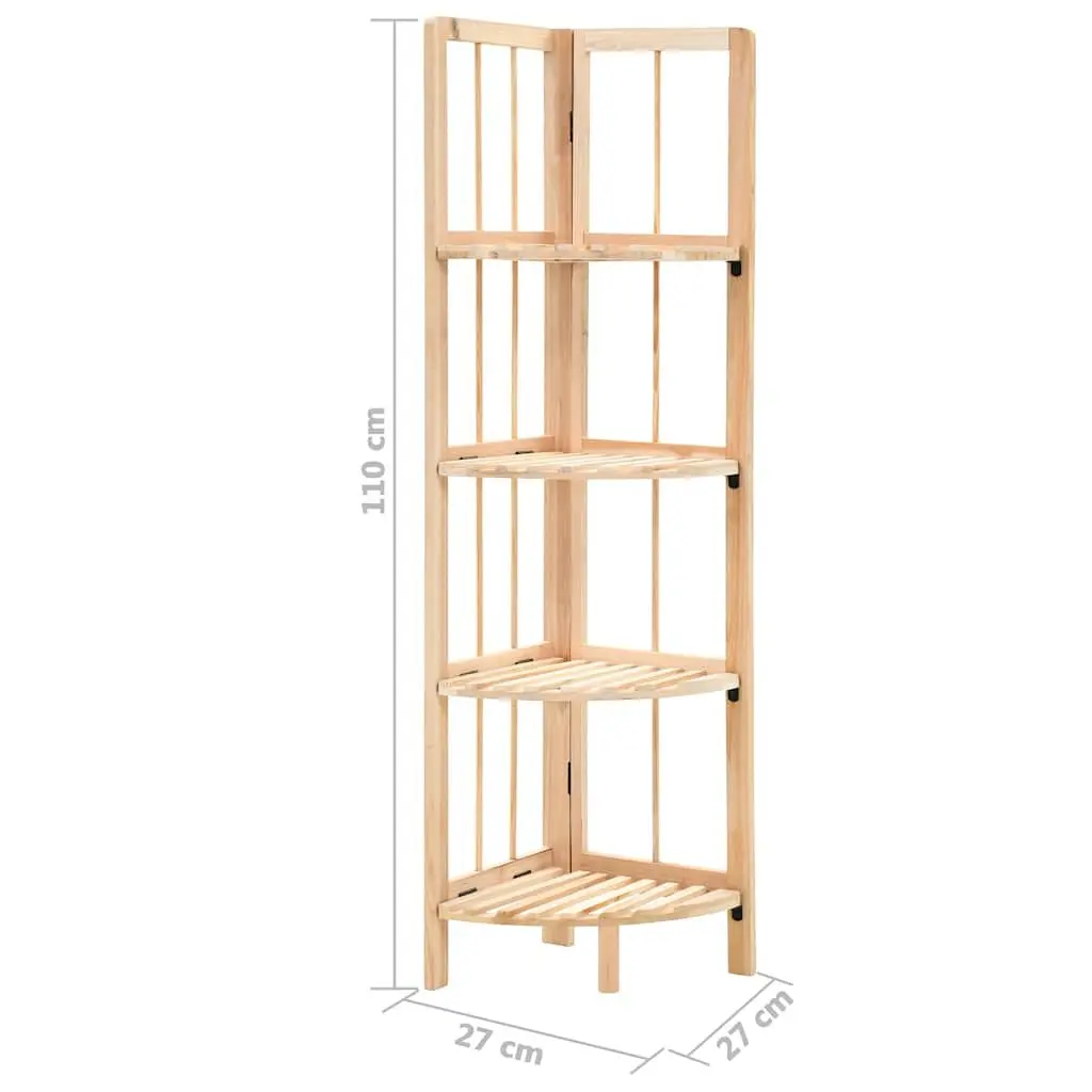 Corner Shelf Solid Cedar Wood Freestanding Storage Organizer 27 x 27 x 110 cm Beige