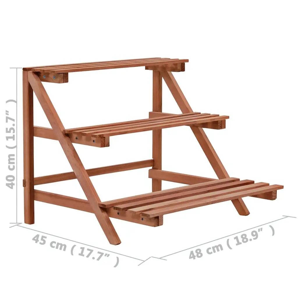Cedar Wood 3-Tier Plant Stand Display Shelf Brown Garden Patio