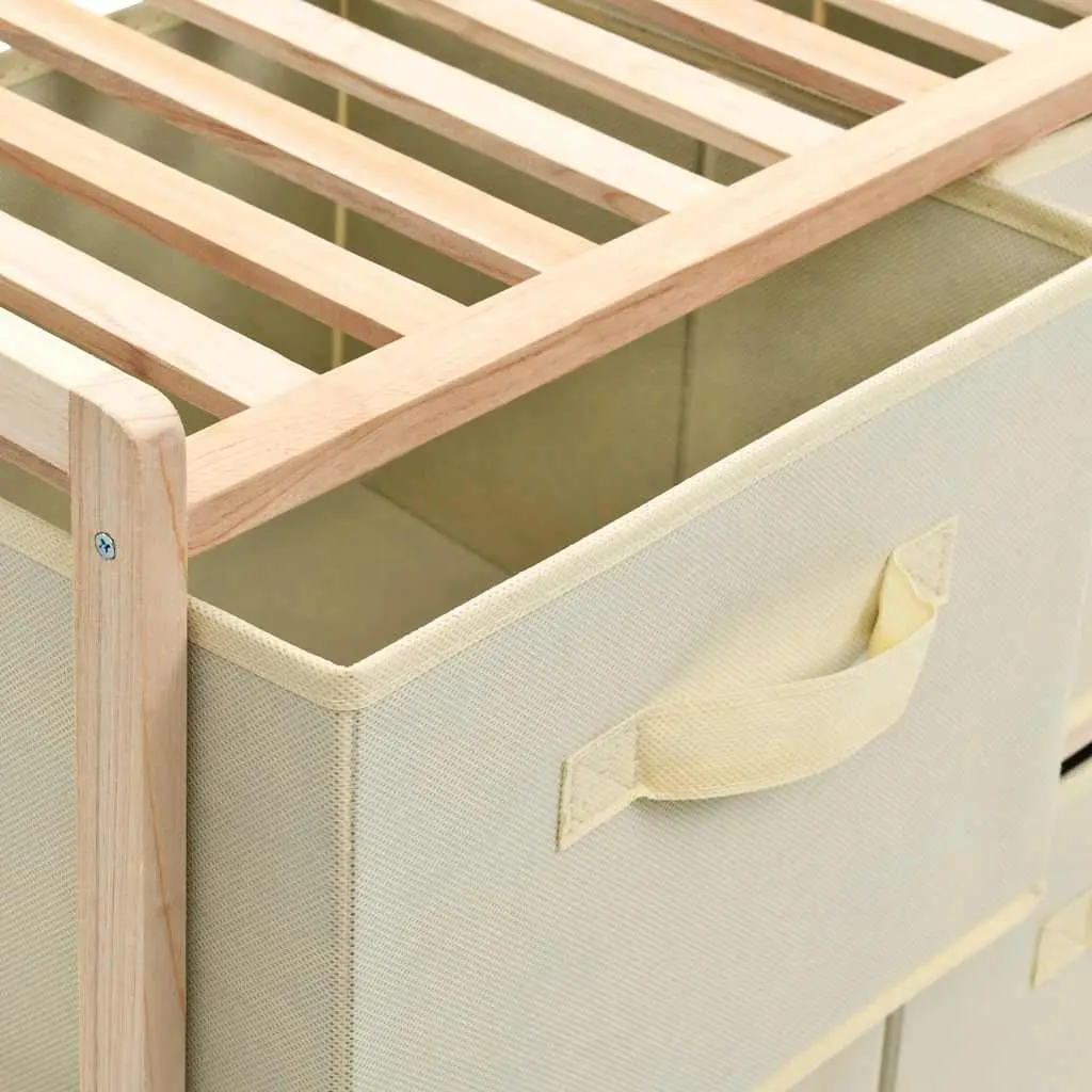 6 Fabric Baskets Storage Rack Lightweight Cedar Wood Home Organizer
