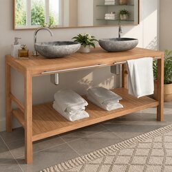 Practical Solid Teak Vanity Cabinet for Your Bathroom