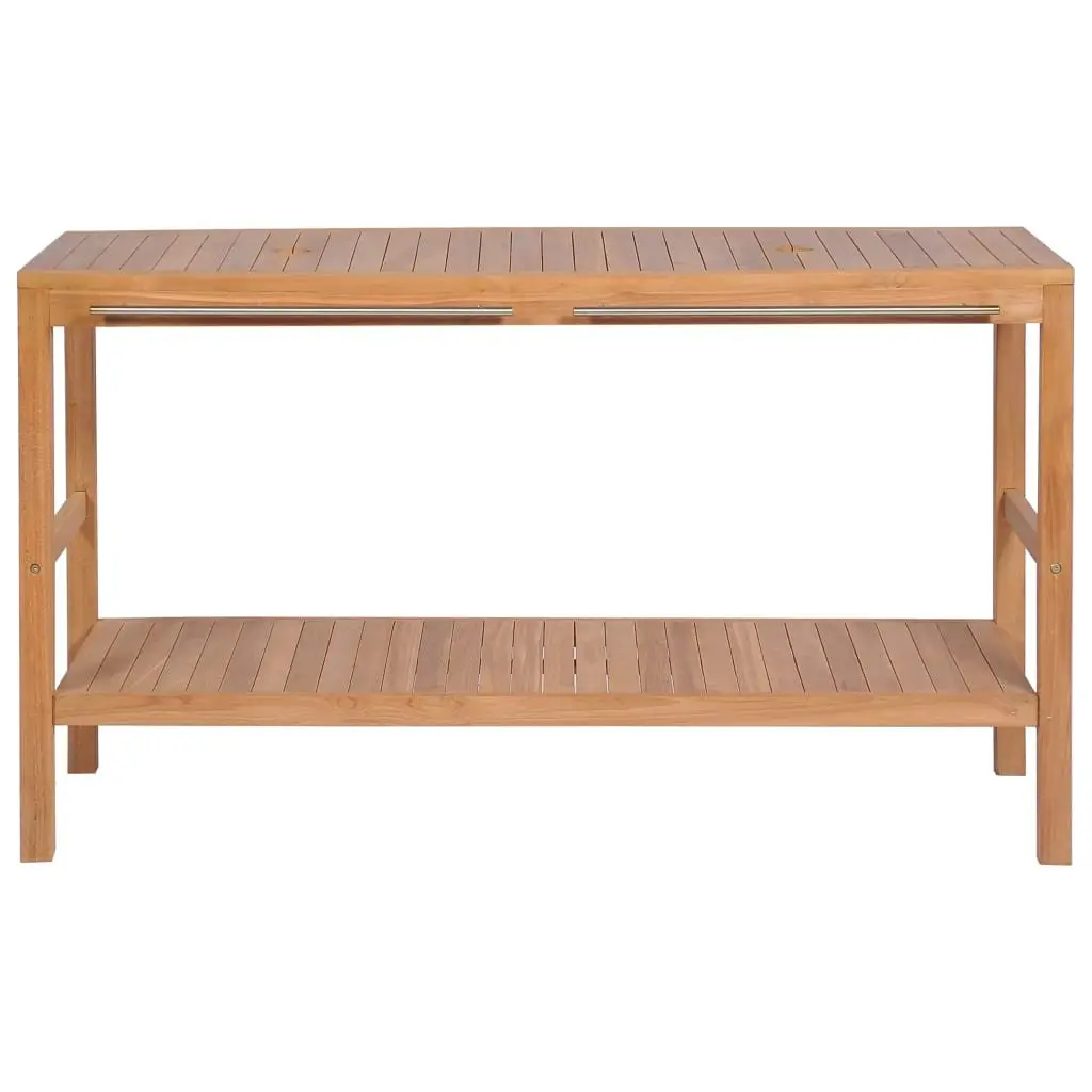 Solid Teak Bathroom Vanity Cabinet 132x45x75cm Brown Storage with Drainage Holes and Towel Rails