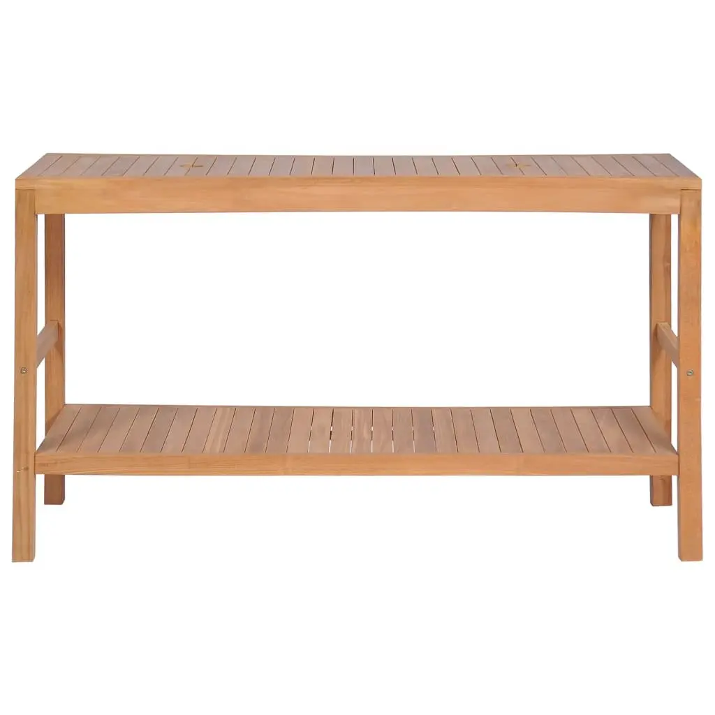 Solid Teak Bathroom Vanity Cabinet 132x45x75cm Brown Storage with Drainage Holes and Towel Rails