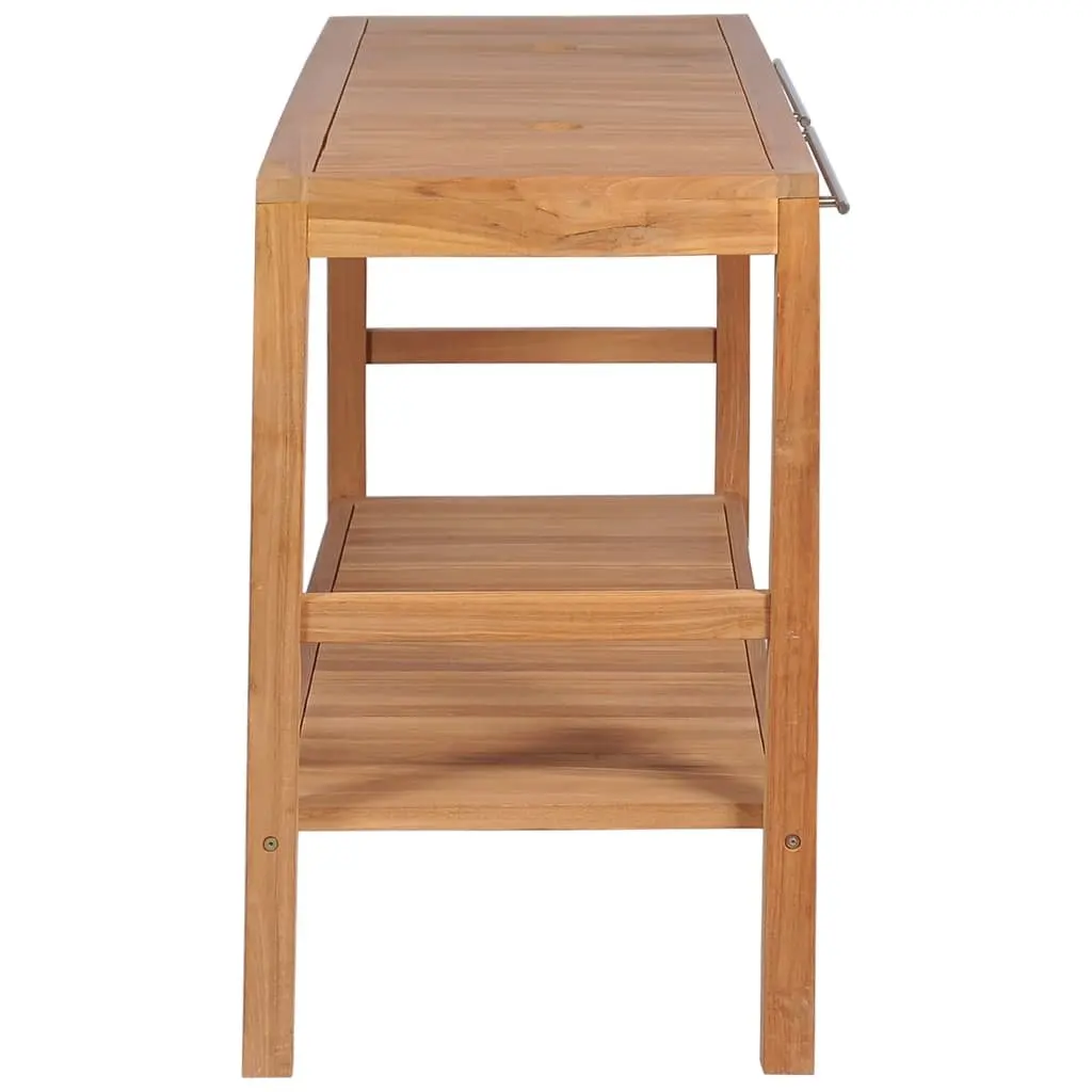 Solid Teak Bathroom Vanity Cabinet 132x45x75cm Brown Storage with Drainage Holes and Towel Rails