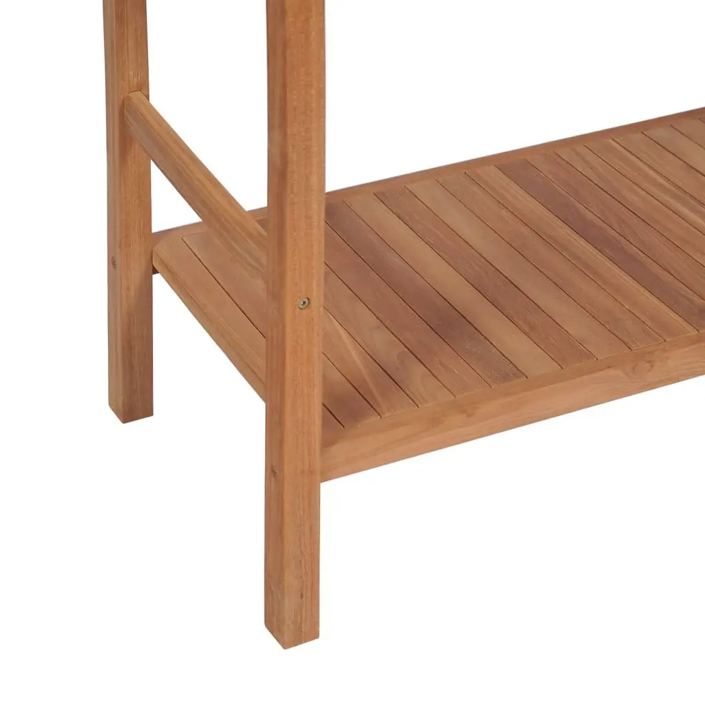 Solid Teak Bathroom Vanity Cabinet 132x45x75cm Brown Storage with Drainage Holes and Towel Rails
