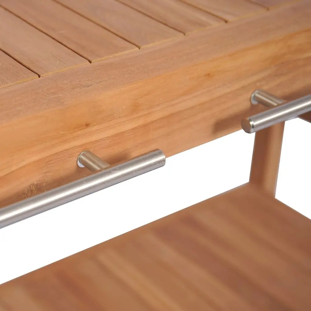 Solid Teak Bathroom Vanity Cabinet 132x45x75cm Brown Storage with Drainage Holes and Towel Rails