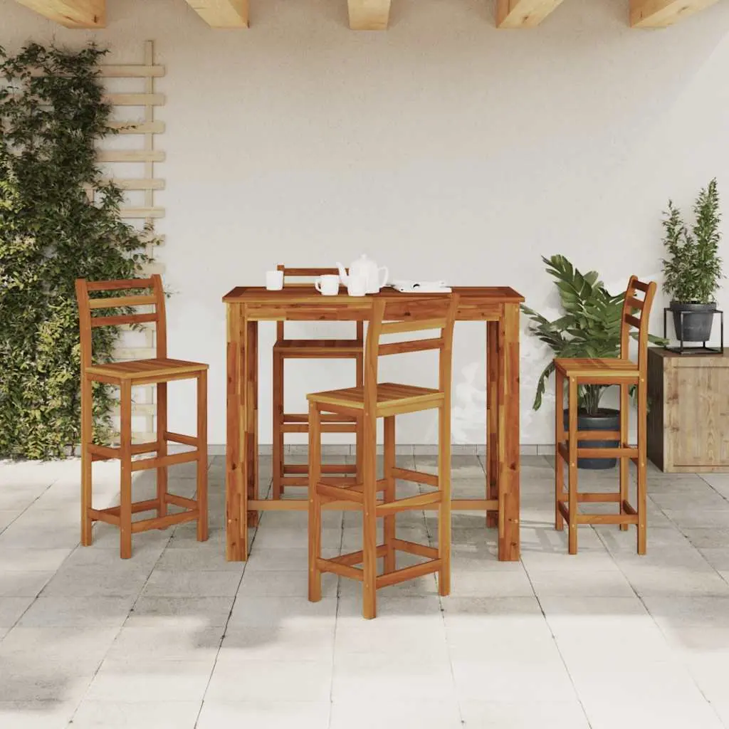 Bar Table Brown Solid Acacia Wood 120cm x 60cm x 105cm Kitchen Dining Room Furniture