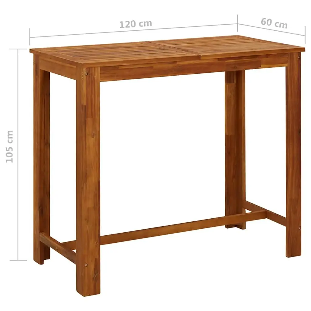 Bar Table Brown Solid Acacia Wood 120cm x 60cm x 105cm Kitchen Dining Room Furniture
