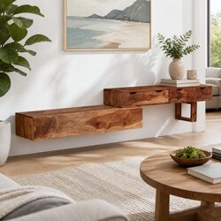 Functional Acacia Wood TV Cabinet with Practical Storage