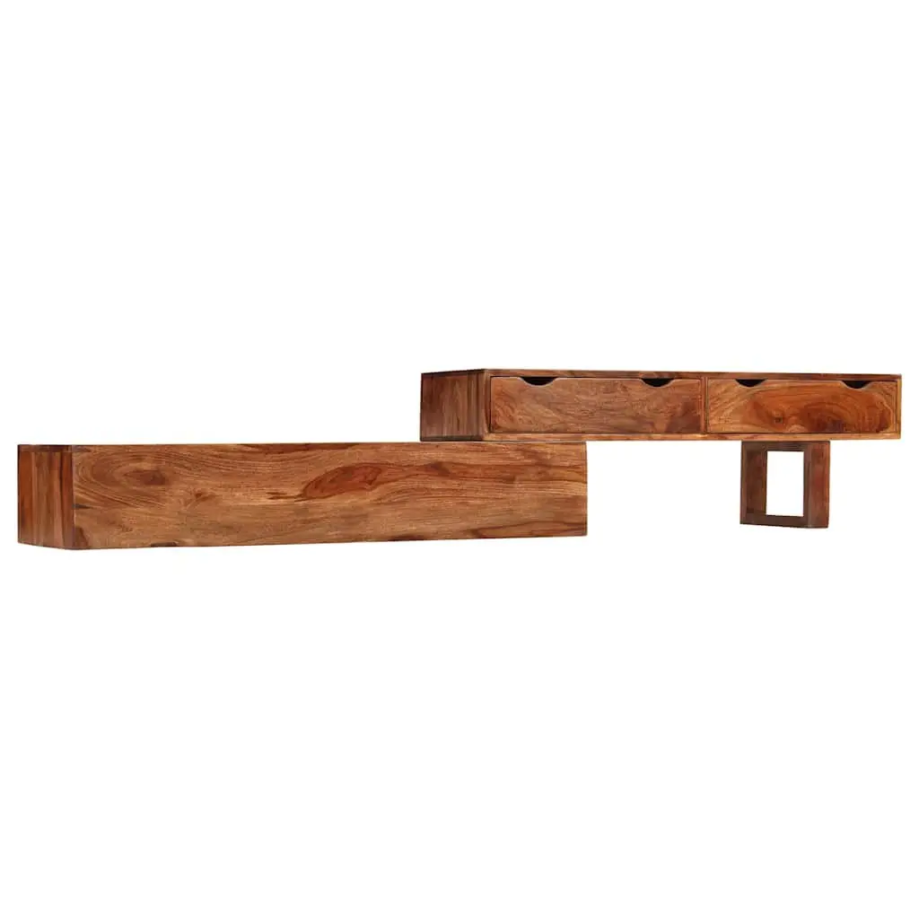 TV Cabinet Solid Wood Acacia Brown Sideboard Storage 2 Drawers Living Room