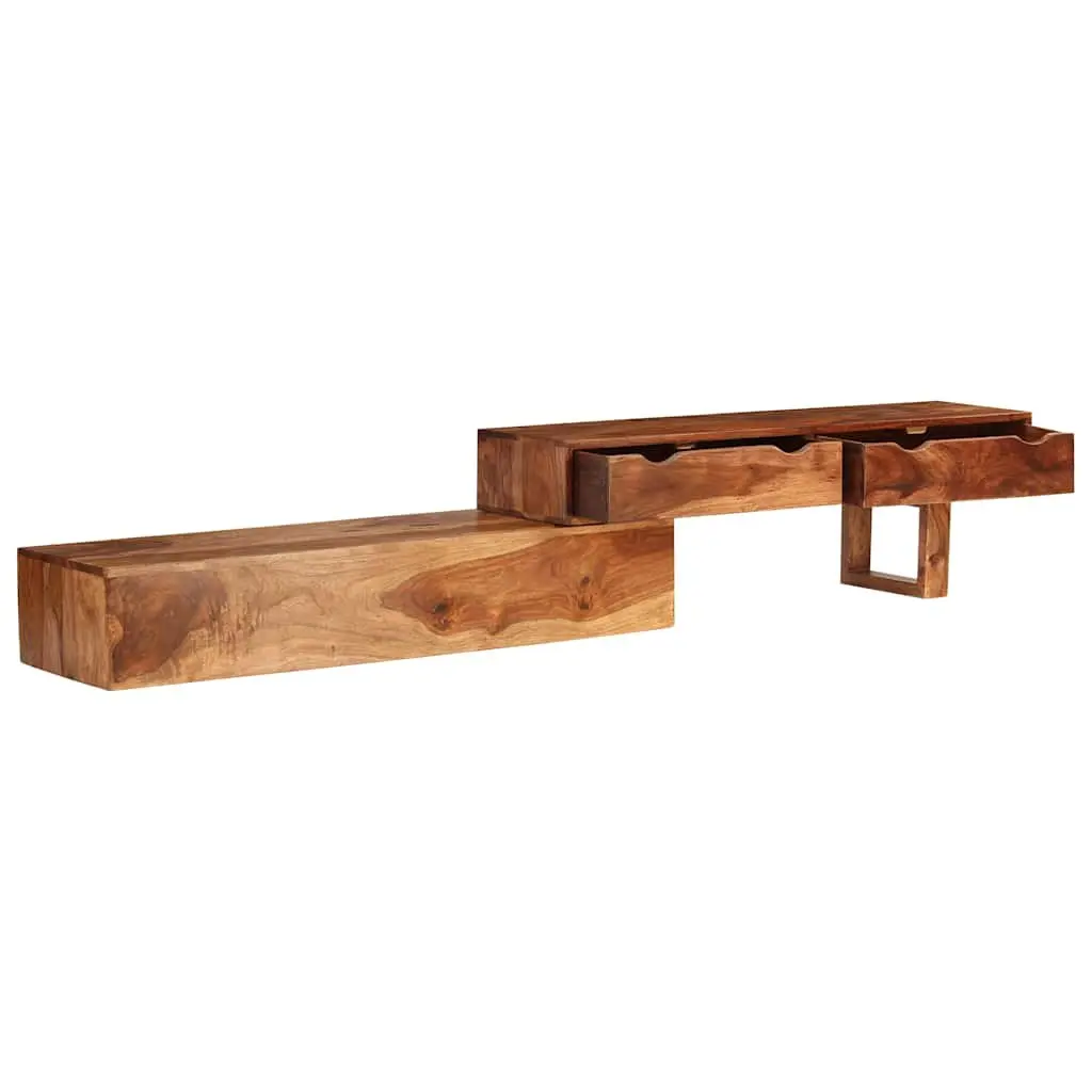 TV Cabinet Solid Wood Acacia Brown Sideboard Storage 2 Drawers Living Room