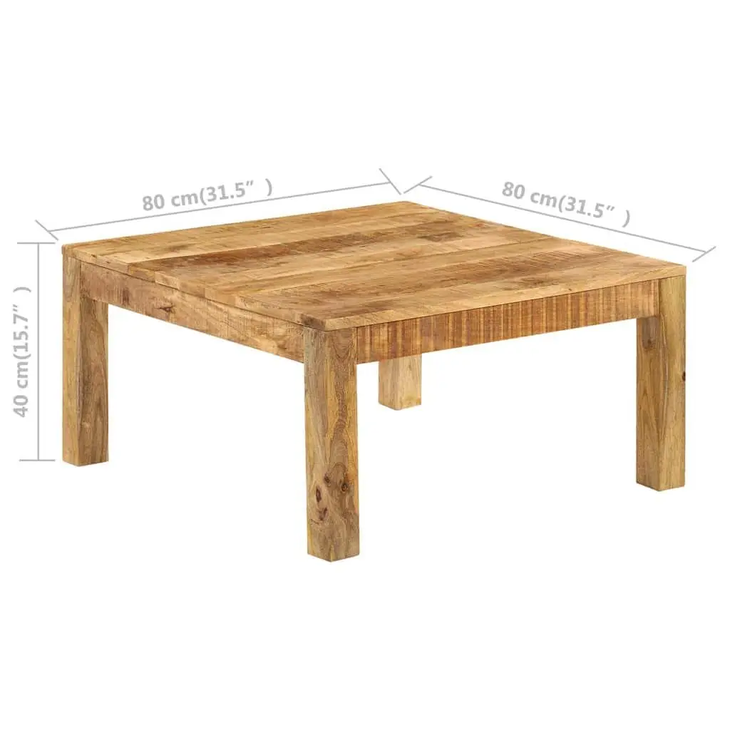 Coffee Table Solid Mango Wood Brown 80x80x40 cm Retro Style Living Room Accent Furniture