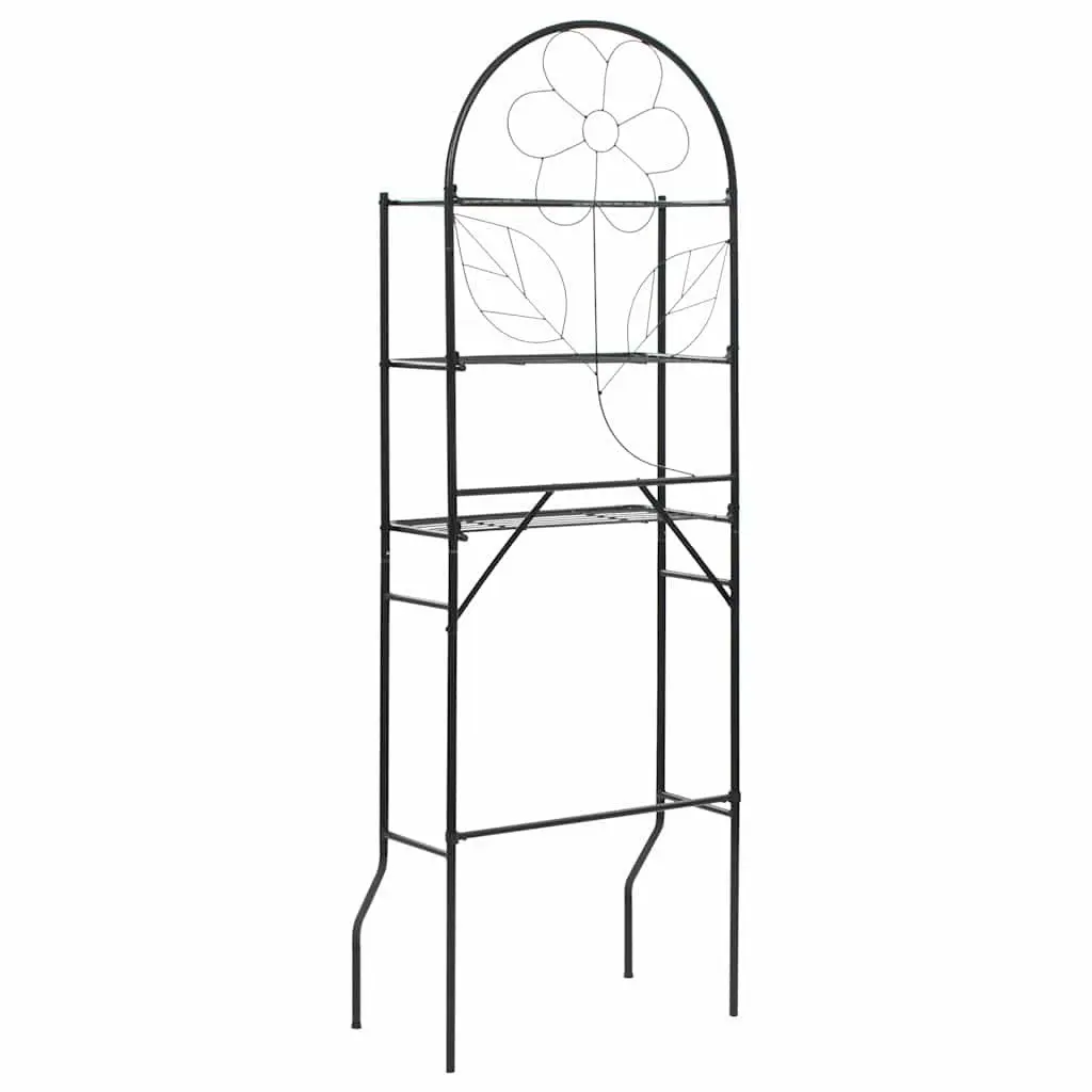 Toilet Rack Storage Organizer Black Steel Frame 60x33x174cm