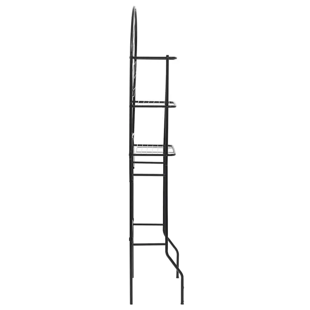 Toilet Rack Storage Organizer Black Steel Frame 60x33x174cm