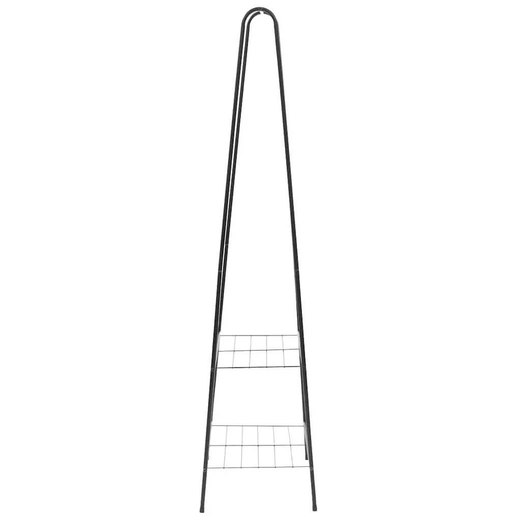 Black Clothes Rack Garment Stand Storage with 2 Shelves Bedroom Wardrobe