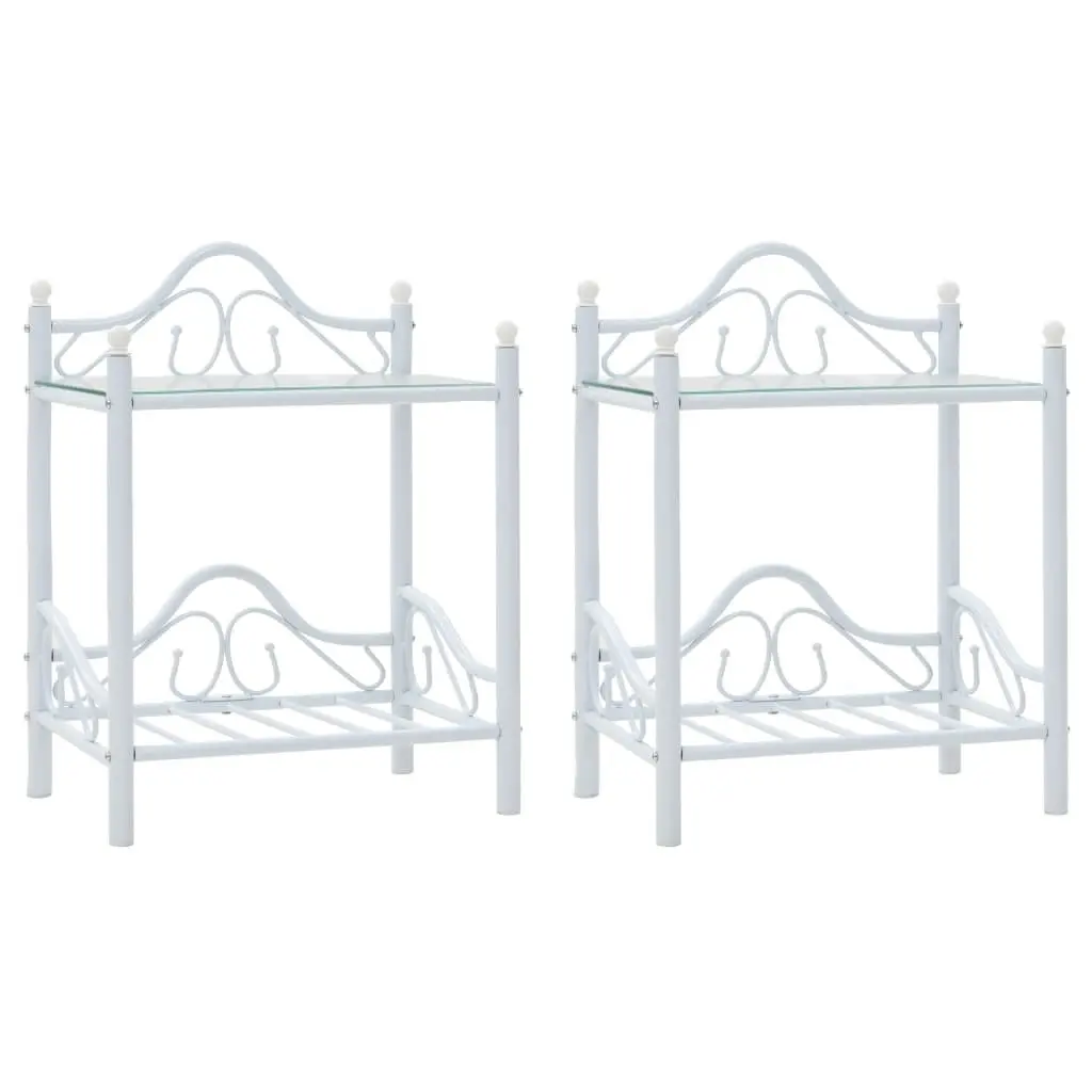 Nightstand Set with Tempered Glass Shelves