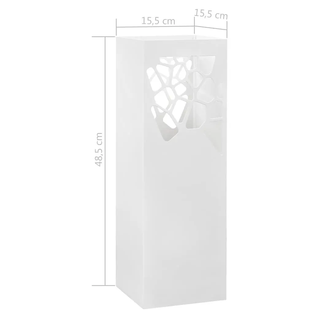 Umbrella Stand Powder-Coated Steel White with Removable Drip Tray