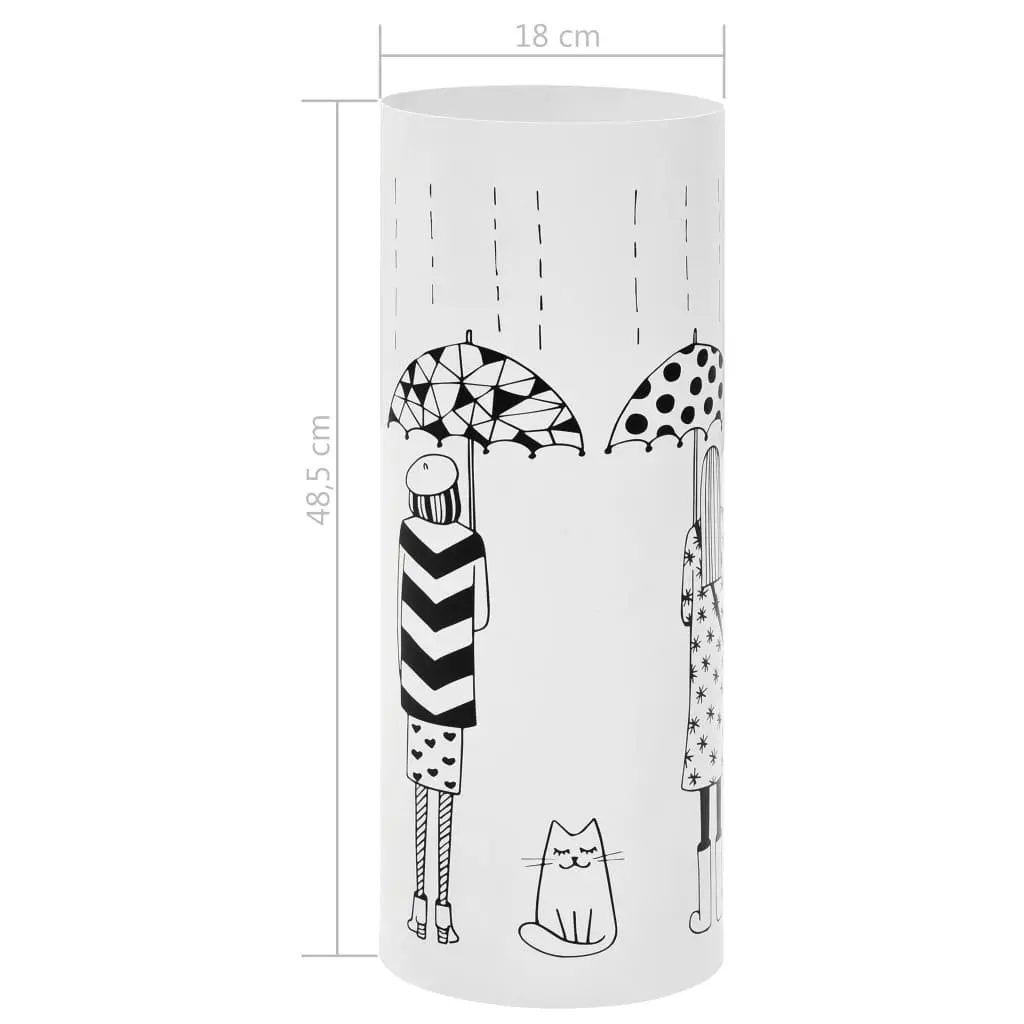 Steel Umbrella Stand Modern White Hallway Entryway Storage with Removable Drip Tray