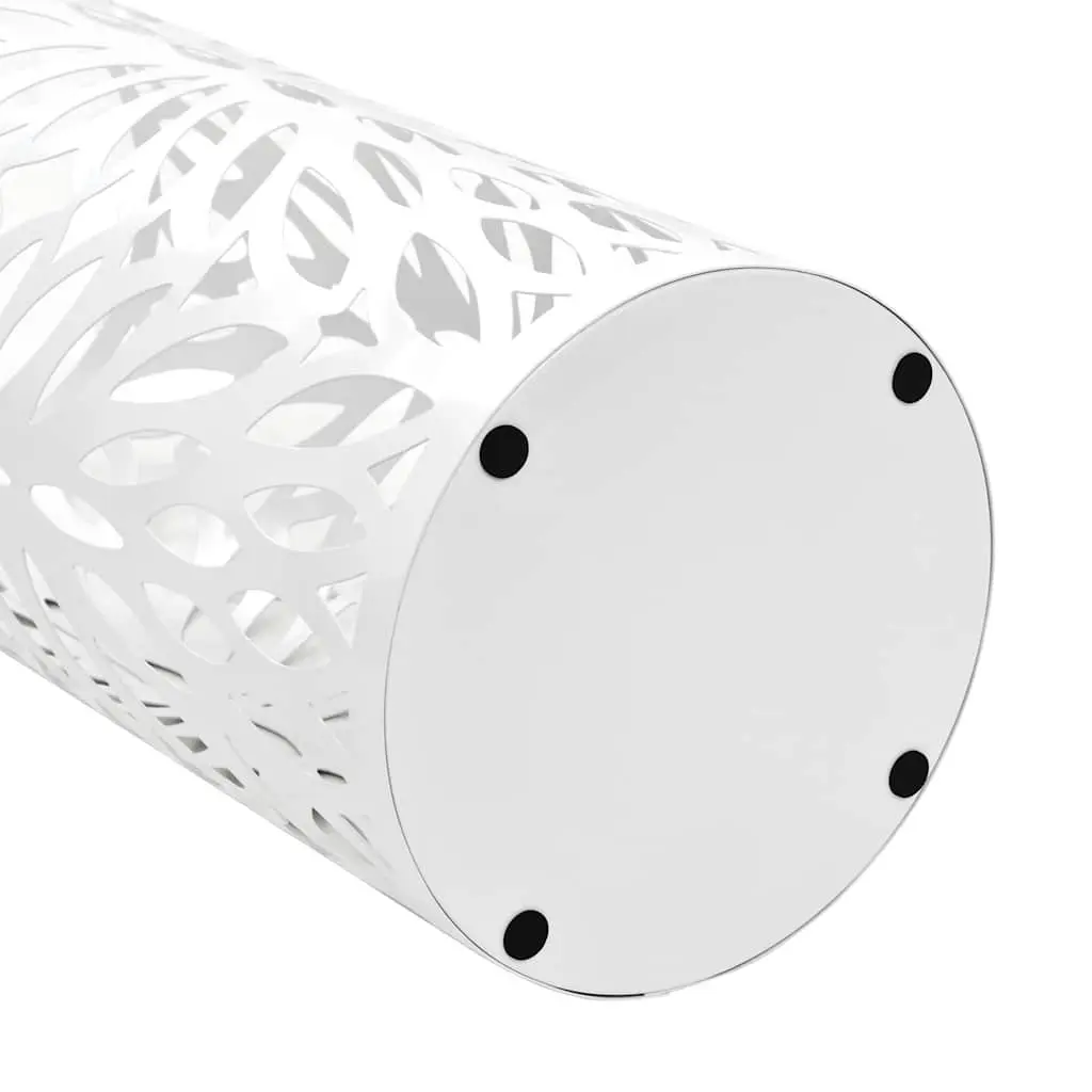 Umbrella Stand with Leaves Design White Steel Holder for Umbrellas Walking
