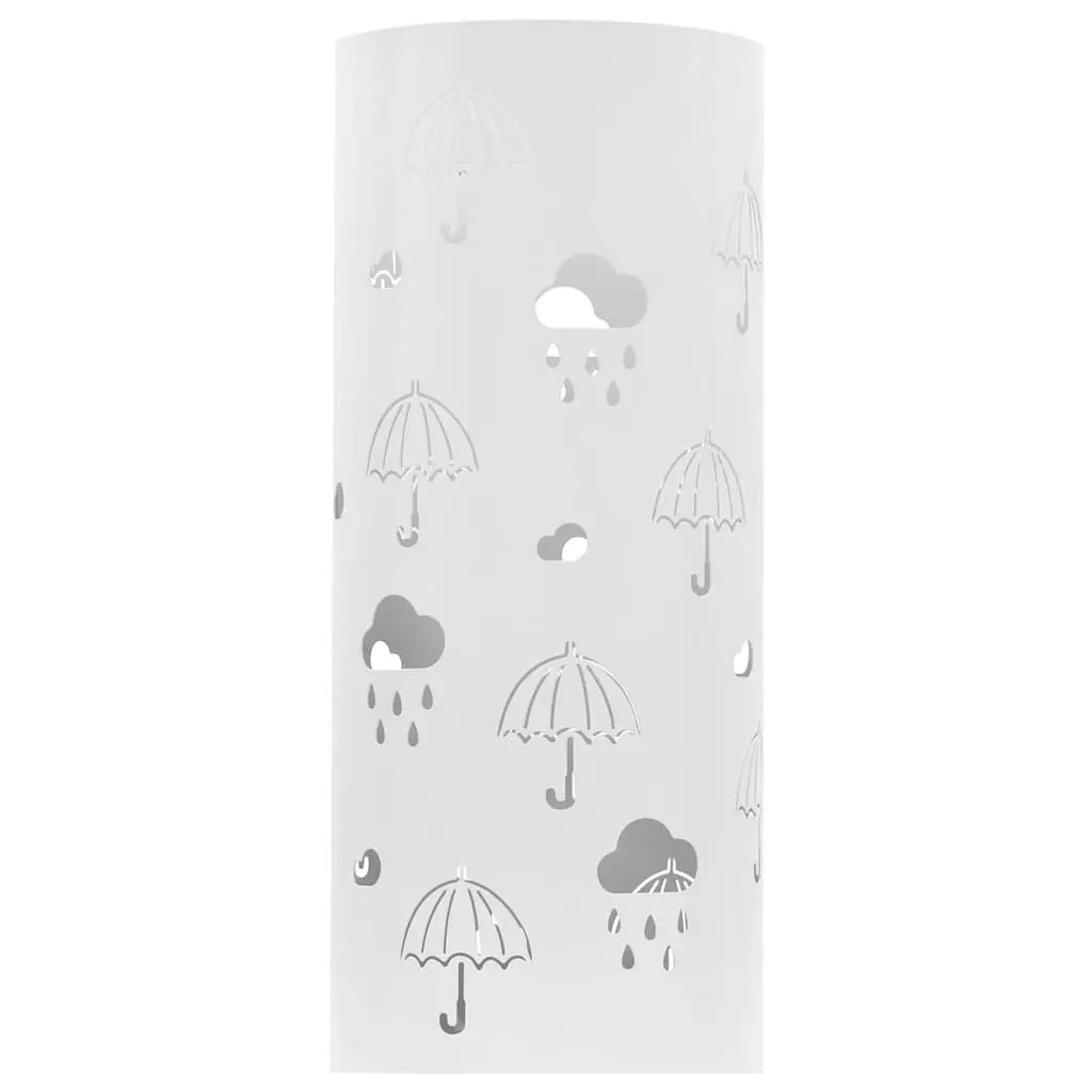 Steel Umbrella Stand Modern White for Entryway Storage with Removable Drip Tray