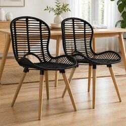 Perfectly Practical Rattan Dining Chairs Set of 2