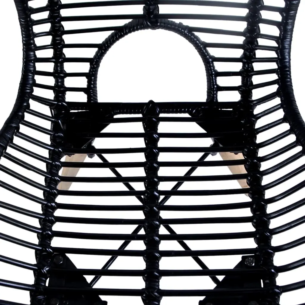 Rattan Dining Chairs Natural Black Wooden Legs Set of 2
