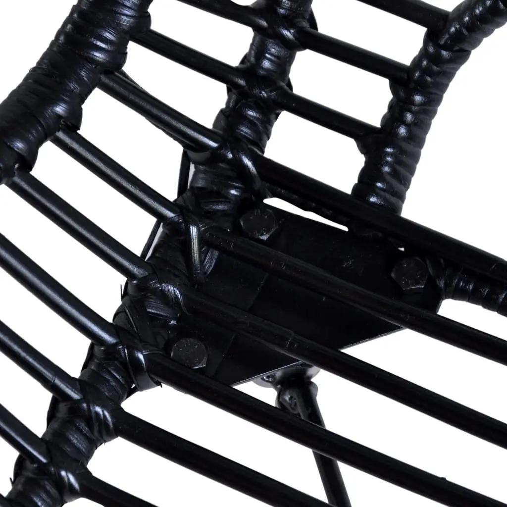 Rattan Dining Chairs Natural Black Wooden Legs Set of 2