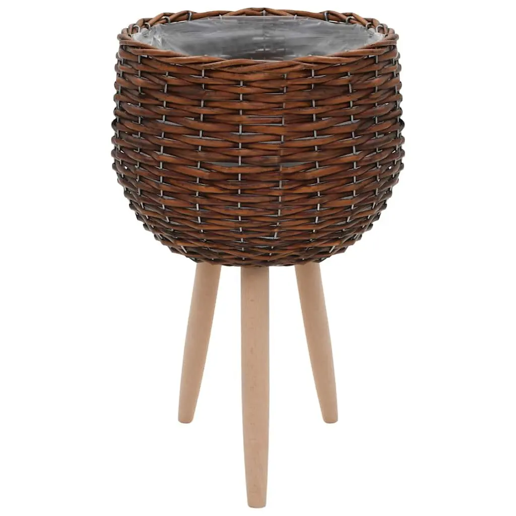 Wicker Planter Set 3 pcs Brown Rattan Garden Potting Pots Rustic Home Decor