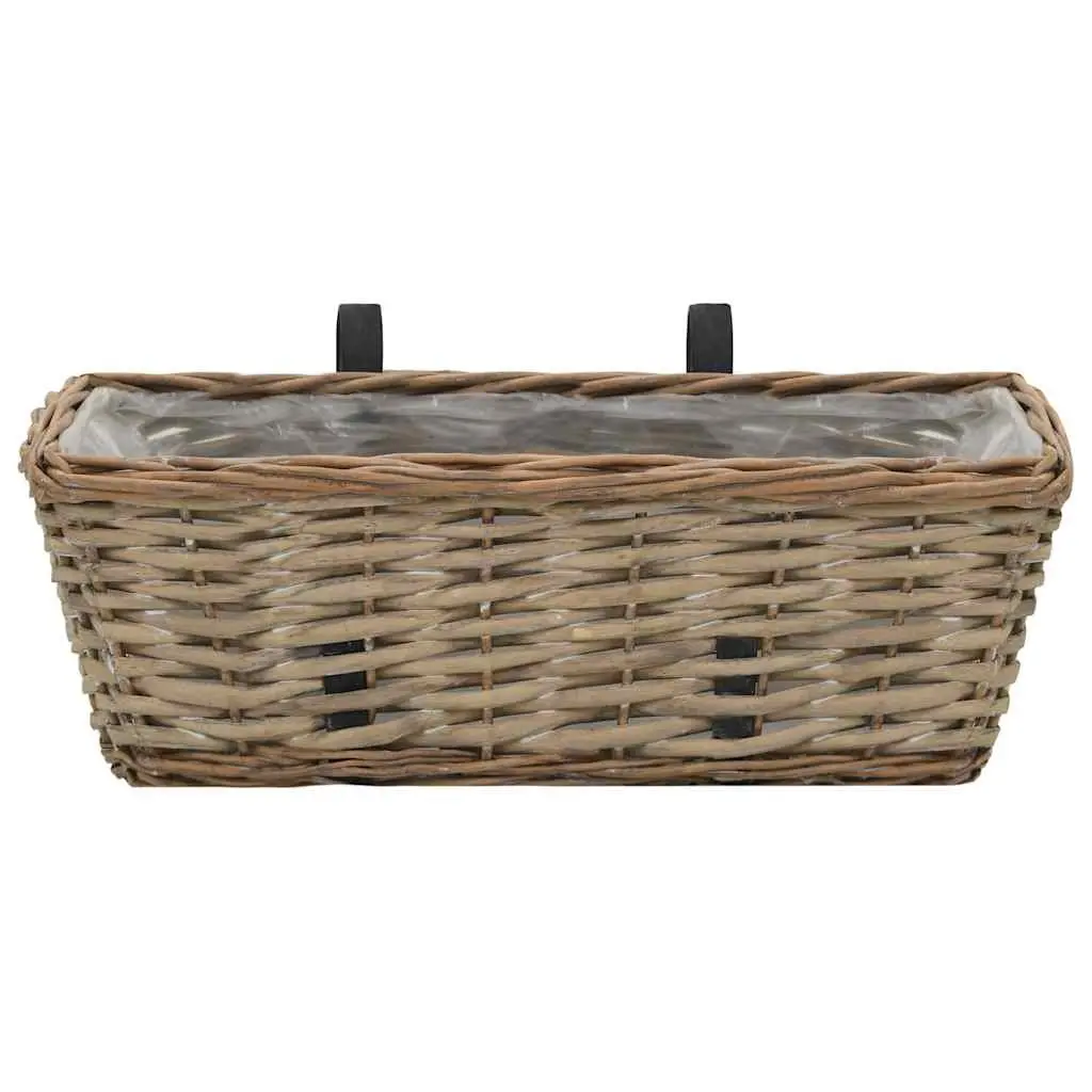 Wicker Balcony Planter Set 2 Pieces Rattan 40cm Brown