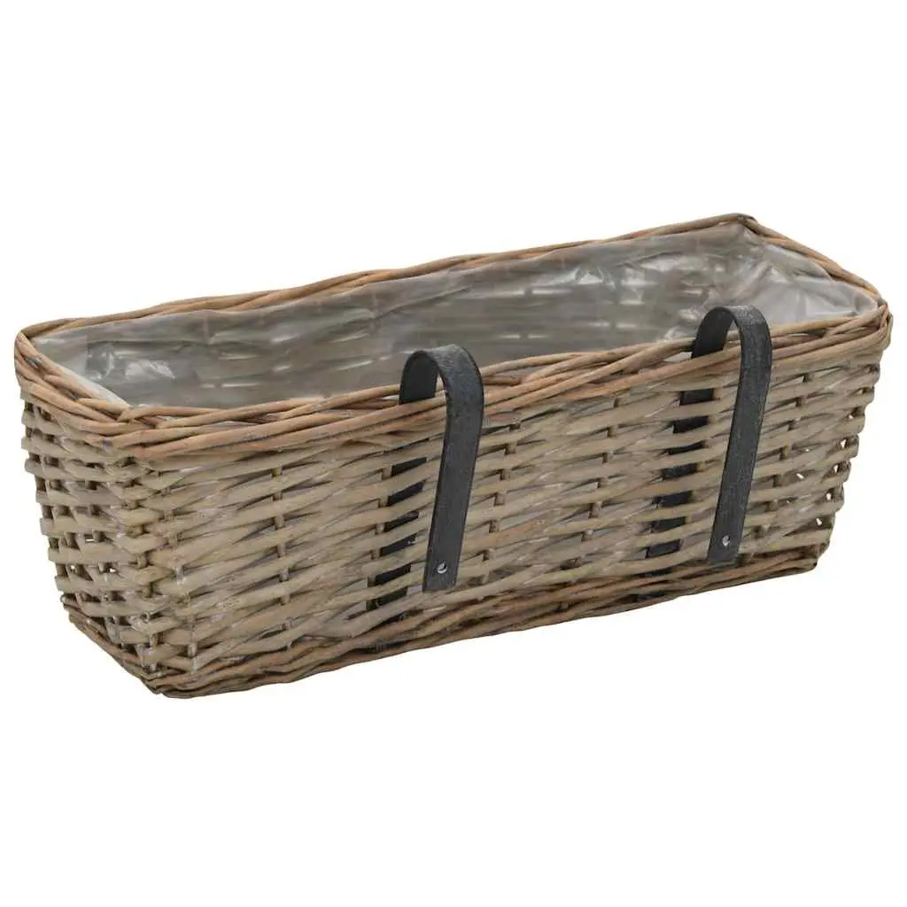 Wicker Balcony Planter Set 2 Pieces Rattan 40cm Brown