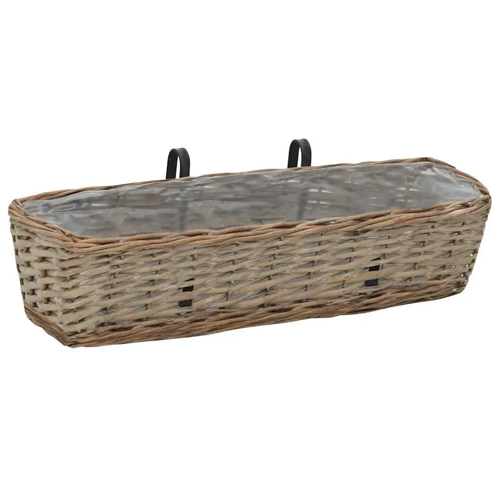Wicker Planter 60 cm Brown PE Lining 2 Piece Hanging Garden Pot