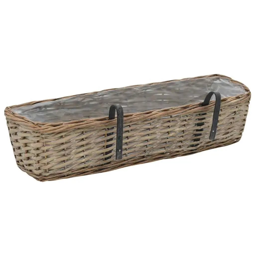 Wicker Planter 60 cm Brown PE Lining 2 Piece Hanging Garden Pot