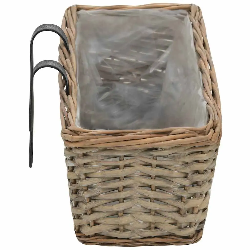 Wicker Planter 60 cm Brown PE Lining 2 Piece Hanging Garden Pot