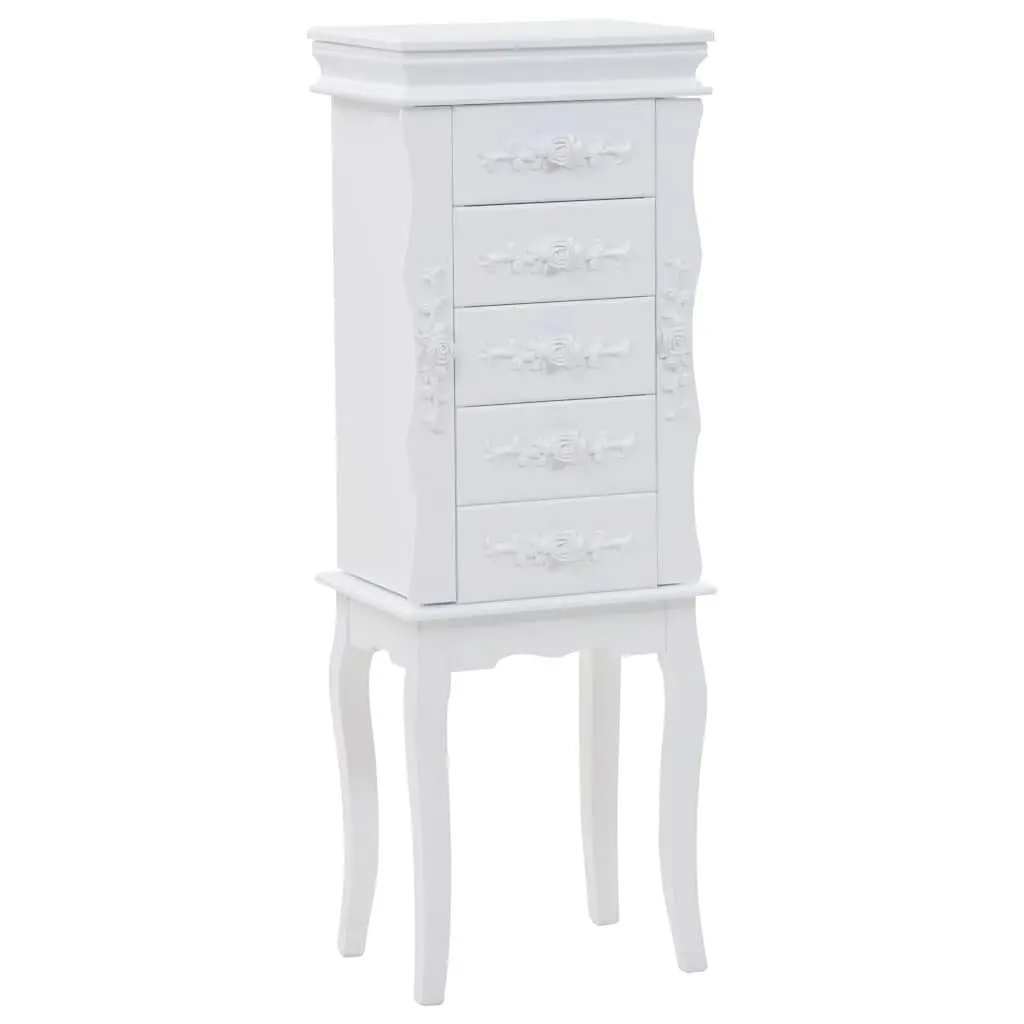 Jewelry Cabinet Free Standing MDF with Pine Wood Legs White