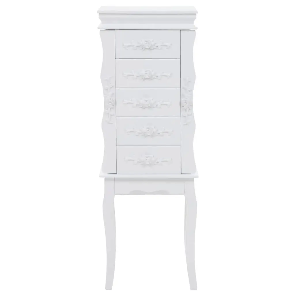 Jewelry Cabinet Free Standing MDF with Pine Wood Legs White