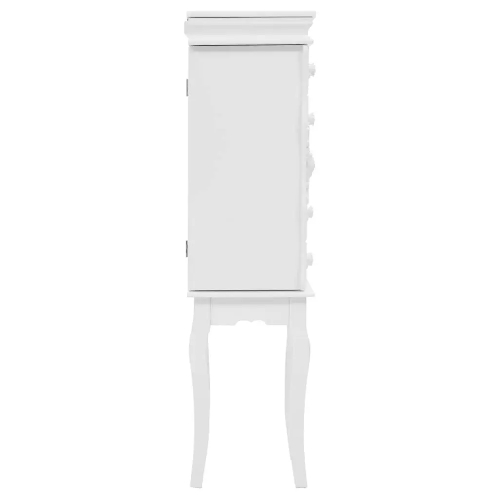 Jewelry Cabinet Free Standing MDF with Pine Wood Legs White