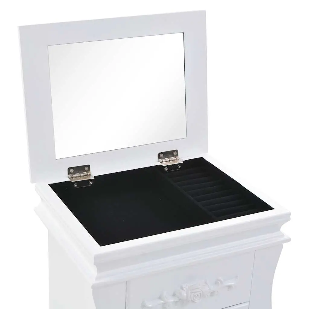Jewelry Cabinet Free Standing MDF with Pine Wood Legs White
