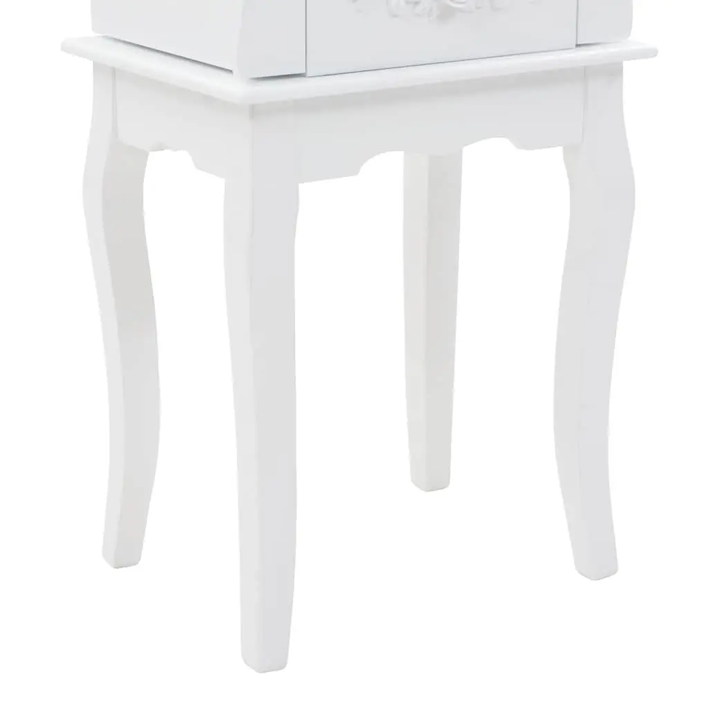 Jewelry Cabinet Free Standing MDF with Pine Wood Legs White