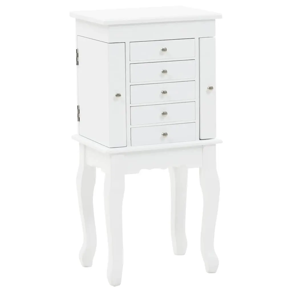 White Free Standing Jewelry Cabinet Storage Box Organizer Earrings Necklaces