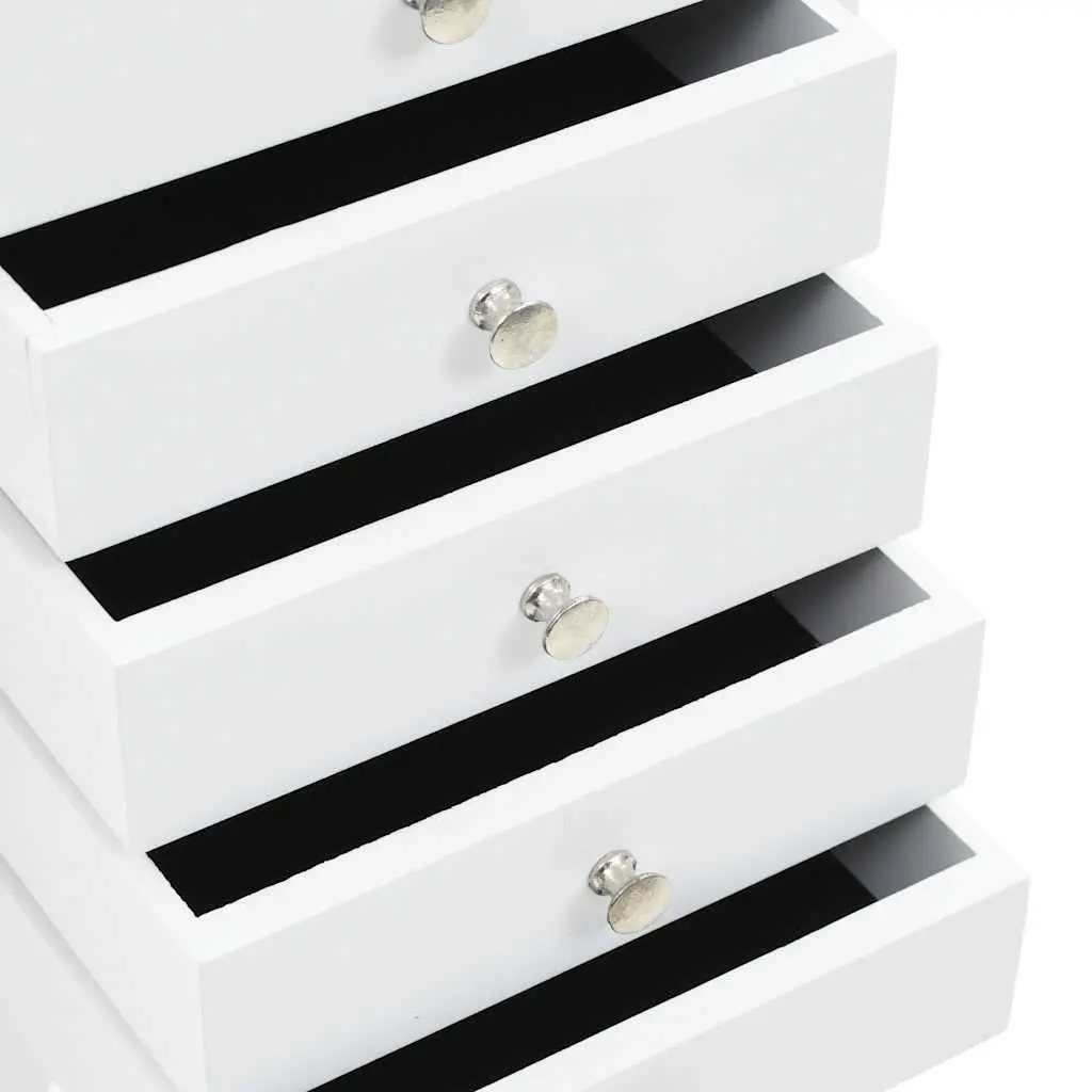 White Free Standing Jewelry Cabinet Storage Box Organizer Earrings Necklaces