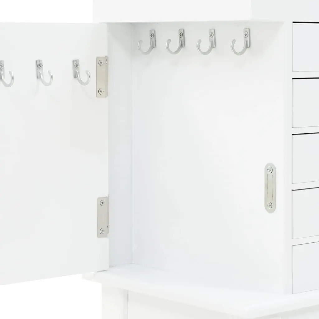 White Free Standing Jewelry Cabinet Storage Box Organizer Earrings Necklaces