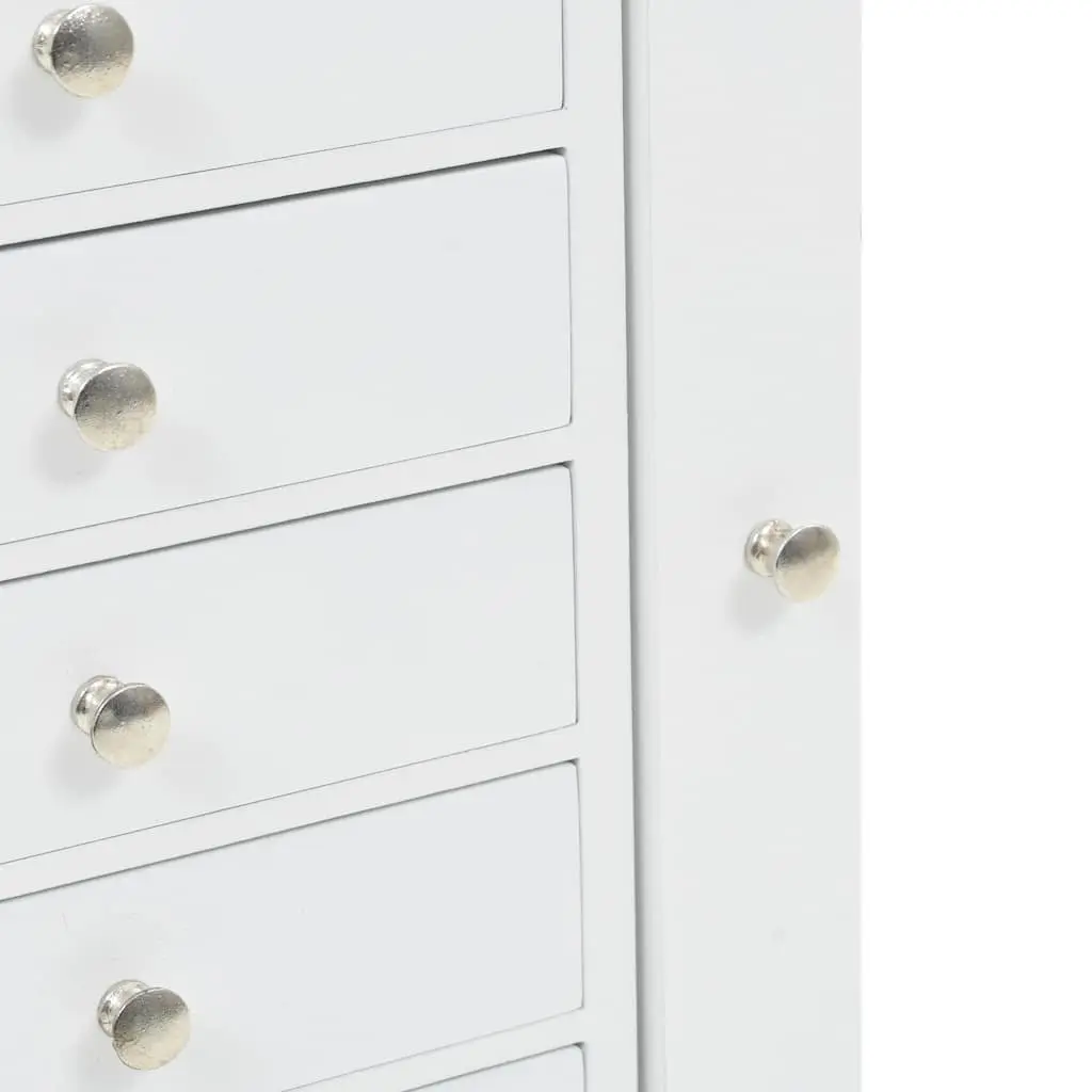White Free Standing Jewelry Cabinet Storage Box Organizer Earrings Necklaces