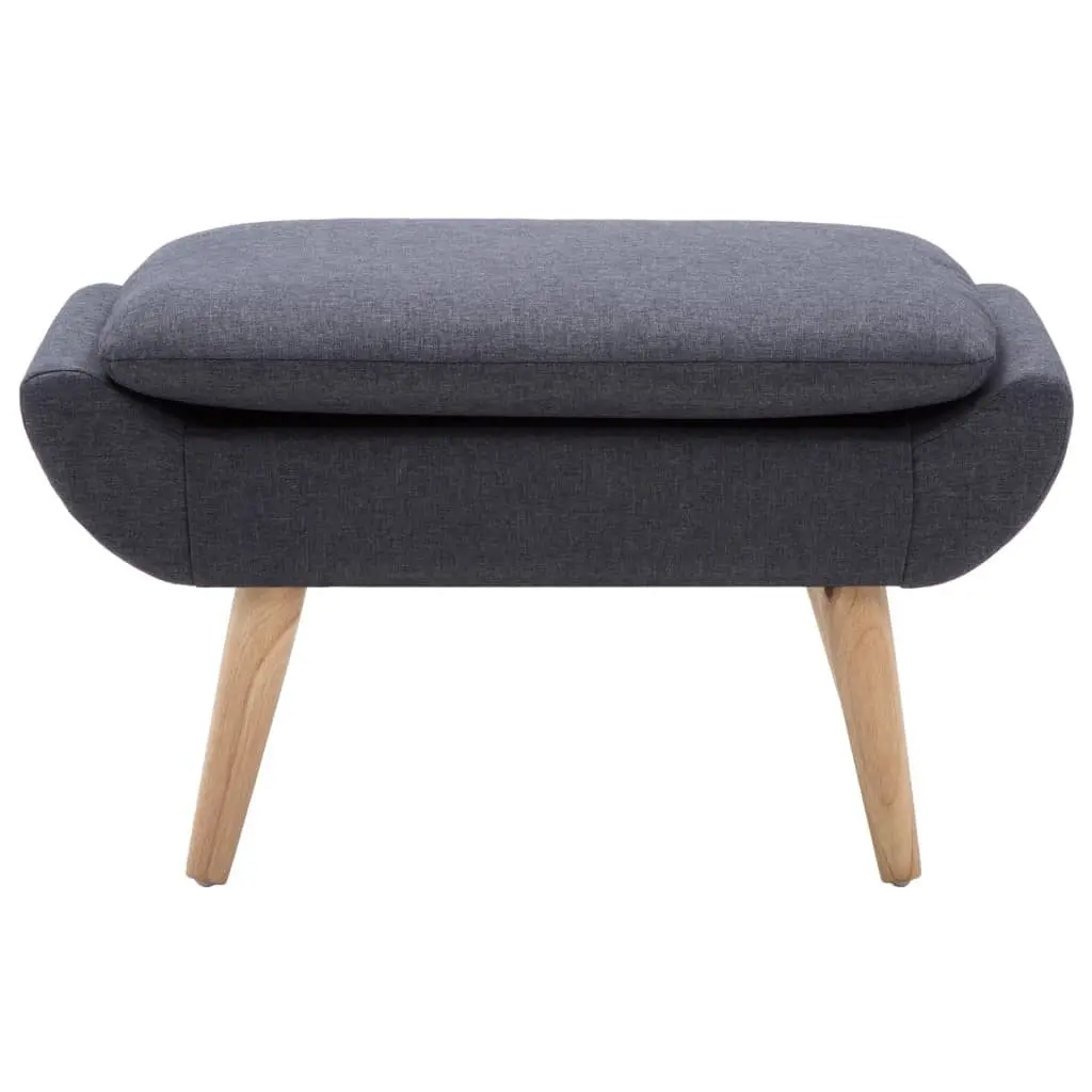 Upholstered Footstool Ottoman Grey Fabric Padded Seat Living Room 73 x 43 x 42 cm