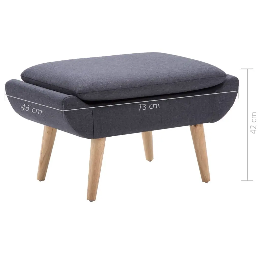 Upholstered Footstool Ottoman Grey Fabric Padded Seat Living Room 73 x 43 x 42 cm