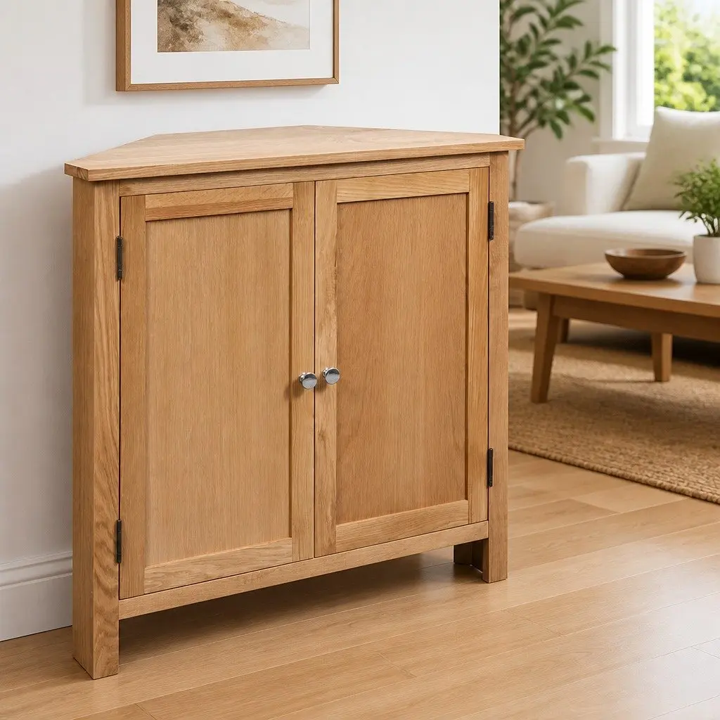 Wooden Corner Cabinet Brown Solid Oak MDF 80x33.5x78cm Storage Organiser for Hallway Living