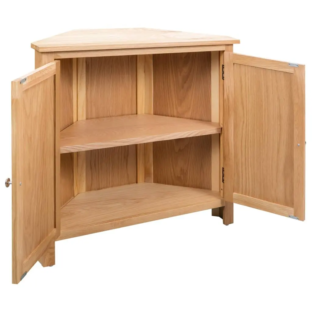 Wooden Corner Cabinet Brown Solid Oak MDF 80x33.5x78cm Storage Organiser for Hallway Living